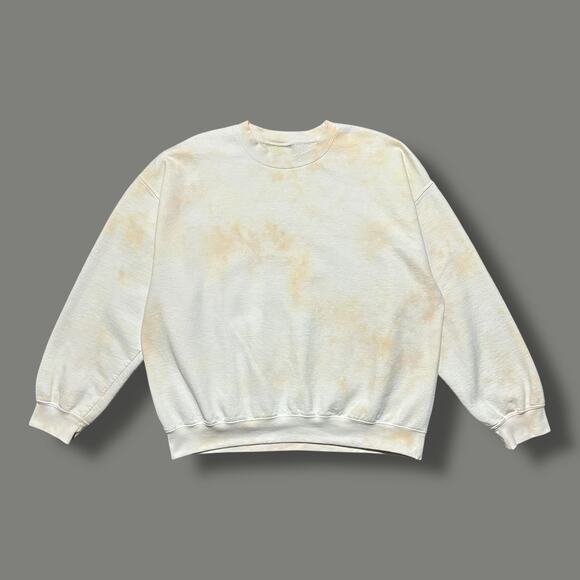 Vintage Thrashed Crewneck Sweatshirt Plain White 90s y2k Distressed Faded - Picture 1 of 11